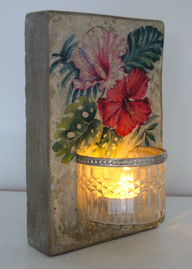 Beton Windlichtplatte Hibiskus_1